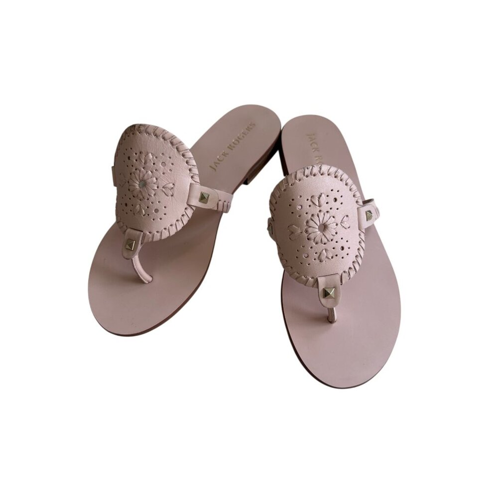 JACK ROGERS Light Pink Signature Leather Trim Sandals Size 9.5 - Picture 3 of 11